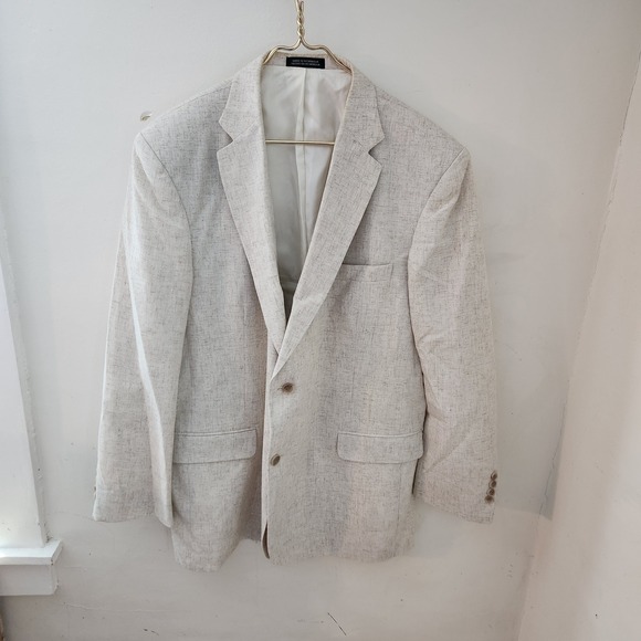 David Taylor Other - David Taylor Mens Beige Linen Blend Two Button Blazer Sport Coat 46L Oatmeal